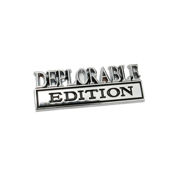 2 PCS Car Modified Metal Car Standard DEPLORABLE Edition Car Stickers(Silver Black)