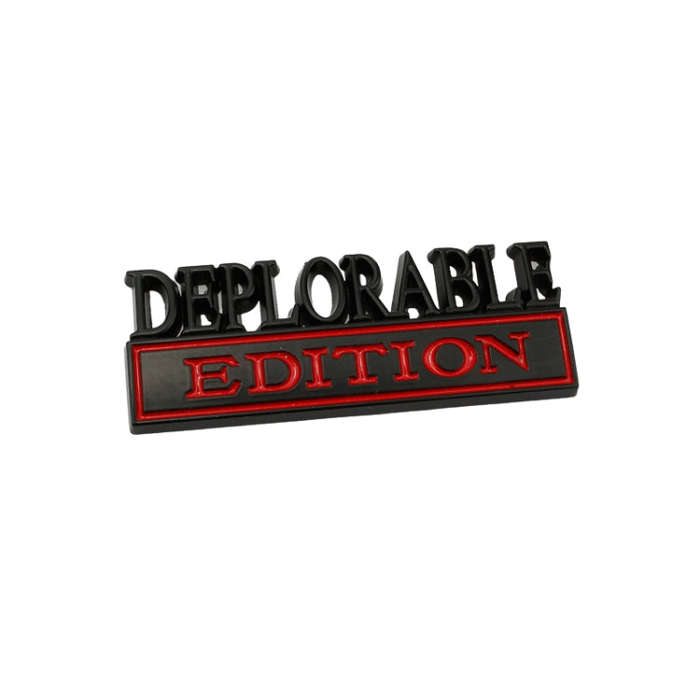 2 PCS Car Modified Metal Car Standard DEPLORABLE Edition Car Stickers(Black Red)