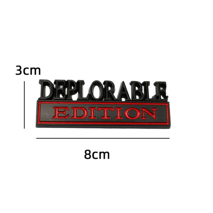 2 PCS Car Modified Metal Car Standard DEPLORABLE Edition Car Stickers(Silver Red)
