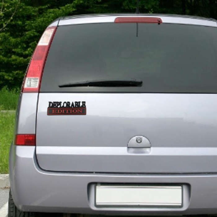 2 PCS Car Modified Metal Car Standard DEPLORABLE Edition Car Stickers(Silver Black)