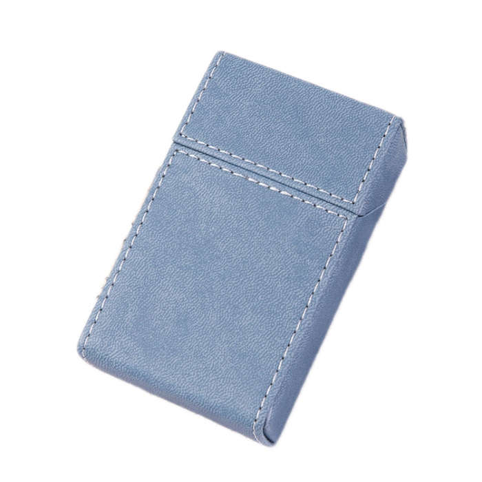 PU Leather Business Portable Cigarette Case(Light Blue)