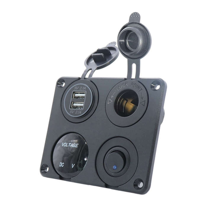 Automobile Motorcycle Ship Modified Universal Dual USB Socket Voltage Measuring Machine Switch 4 ...