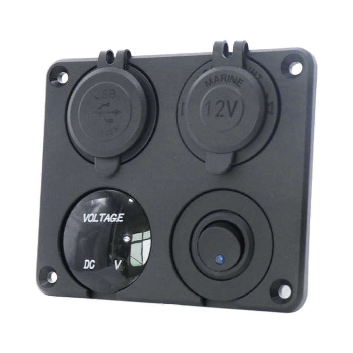 Automobile Motorcycle Ship Modified Universal Dual USB Socket Voltage Measuring Machine Switch 4 ...