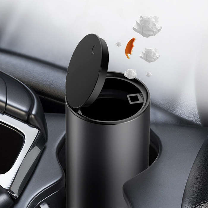 BEN.JACK Car Trash Can Multi-Function Storage Box In Car(Deep Gray With 35 Garbage Bags)