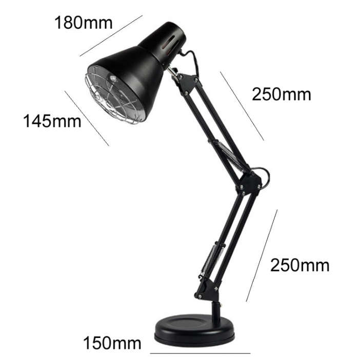 Household 150-watt Infrared Simple Physiotherapy Lamp With Metal Long Arm US Plug, Colour: Timing...