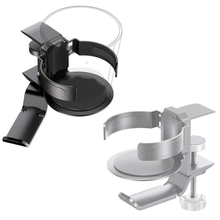 Rotating Cup Holder Headphone Holder Internet Cafe Monitor Headphone Hanger(Moonlight Silver)