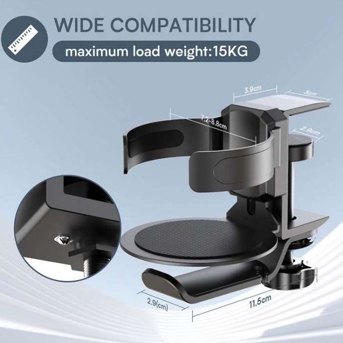 Rotating Cup Holder Headphone Holder Internet Cafe Monitor Headphone Hanger(Moonlight Silver)