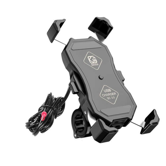 Kewig Motorcycle Outdoor Riding Four-Claw Fixed Mobile Phone Bracket QC3.0 Fast Charging Waterpro...