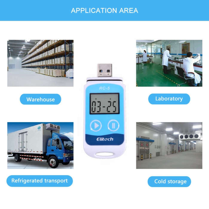 TTE35065 Digital USB Temperature Data Logger for Warehouse Storage, Refrigerated, Cold Storage an...