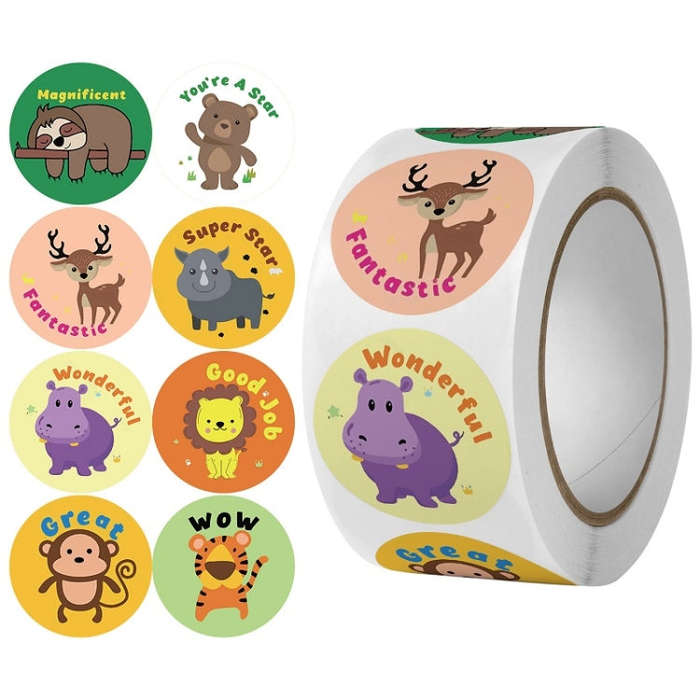 2 PCS Kindergarten Children Cartoon Animal Stickers Gift Packaging Bag Sealing Stickers, Size: 25...