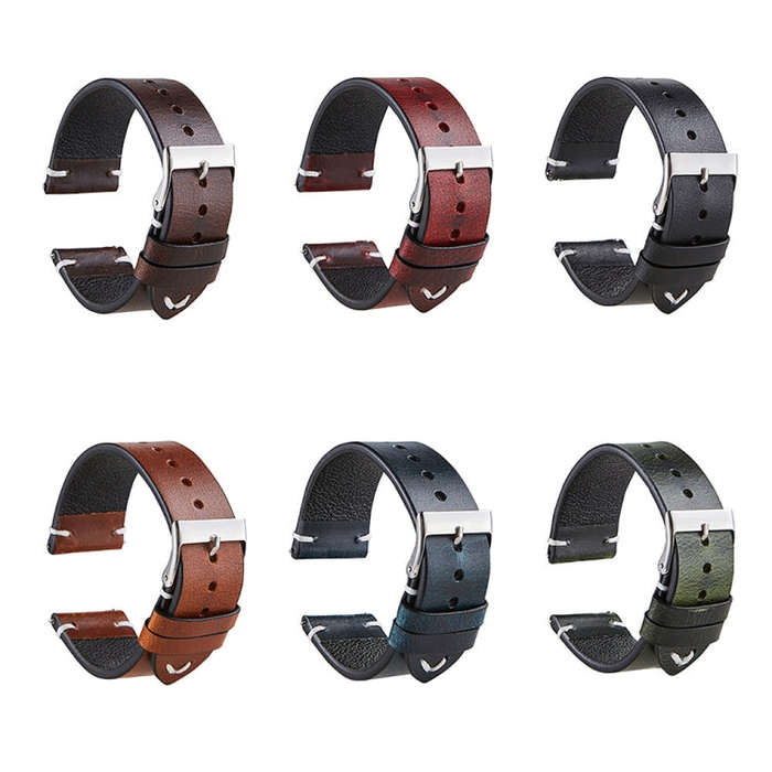 HB001 Color-Changing Retro Oil Wax Leather Universal Watch Band, Size: 22mm(Blue)