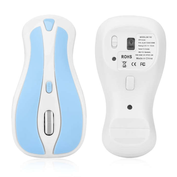 PR-01 1600 DPI 7 Keys Flying Squirrel Wireless Mouse 2.4G Gyroscope Game Mouse(White Blue)