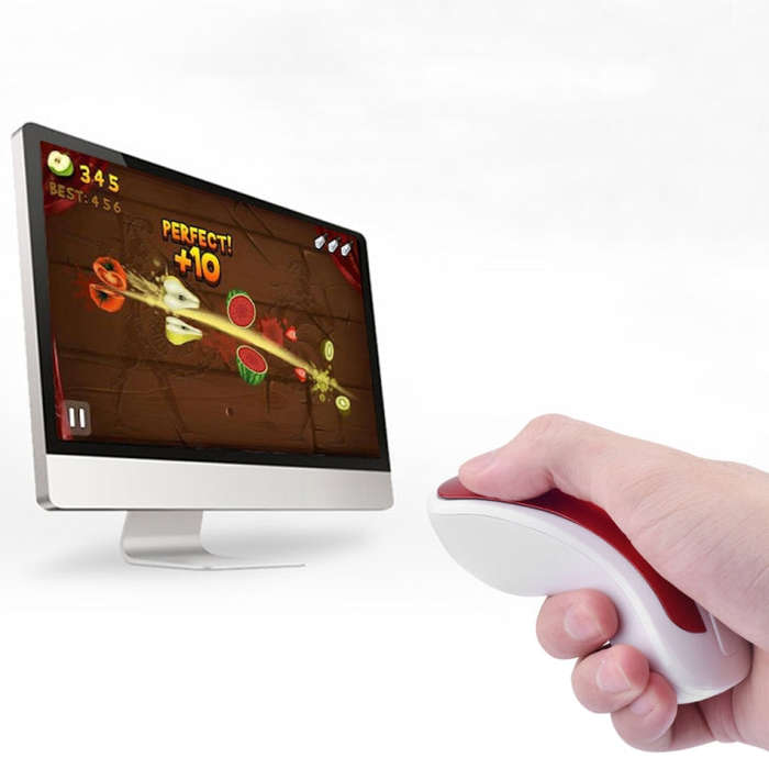 PR-01 1600 DPI 7 Keys Flying Squirrel Wireless Mouse 2.4G Gyroscope Game Mouse(White Blue)