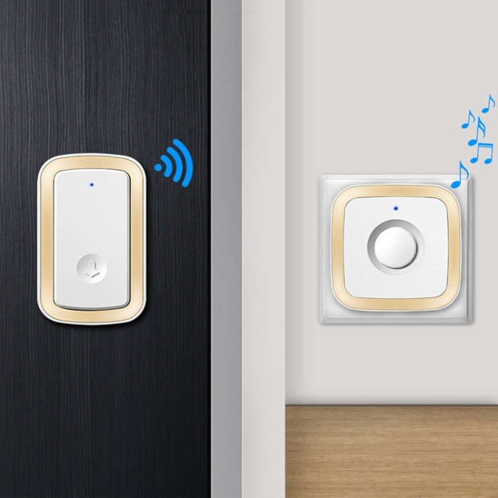 CACAZI A58 1 For 1 Smart Wireless Doorbell without Battery, Plug:EU Plug(Gold)