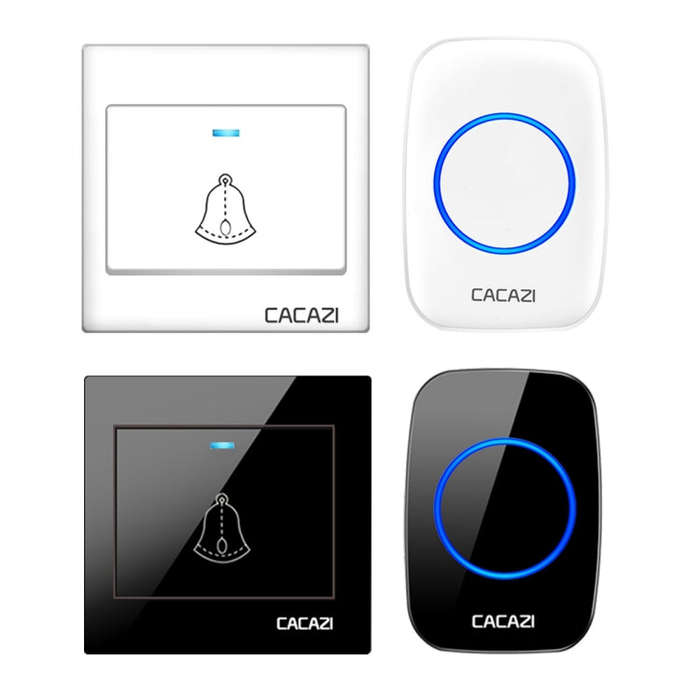 CACAZI H10 1 For 1 Wireless Smart Doorbell without Battery, Plug:UK Plug(Black)