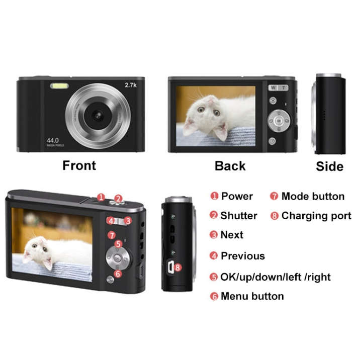 DC303A 2.8-Inch 4K 16X Zoom HD Digital Camera Mini Children Photography Camera UK Plug(Pink)