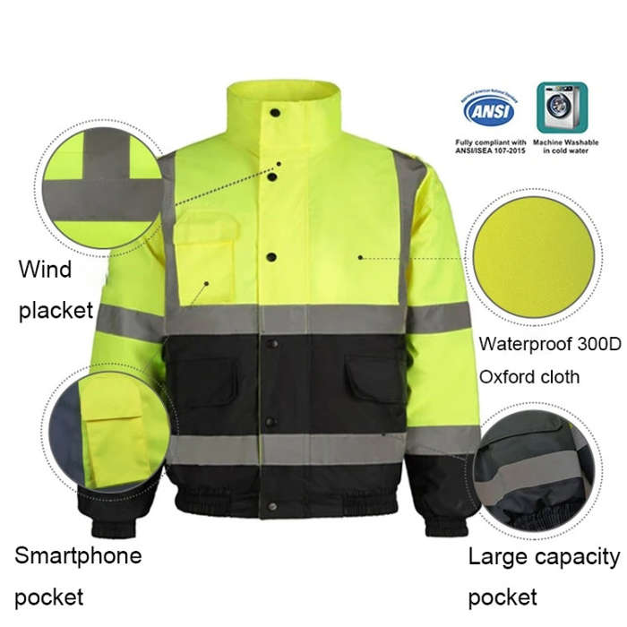 Winter Warm Waterproof Short Multi-pocket Reflective Cotton Jacket, Size: XXL(Navy Blue)