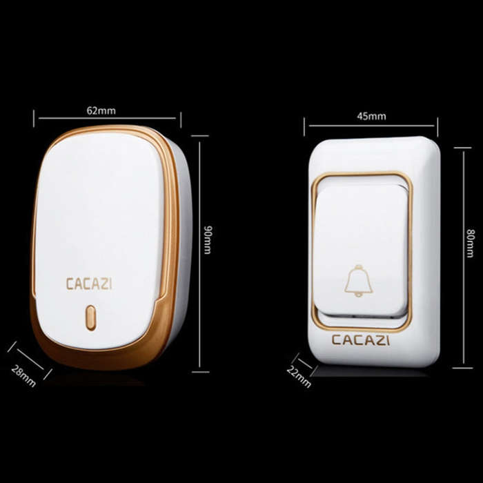 CACAZI Smart Waterproof Music Wireless Doorbell Multifunctional Pager, Style: US Plug(Black)