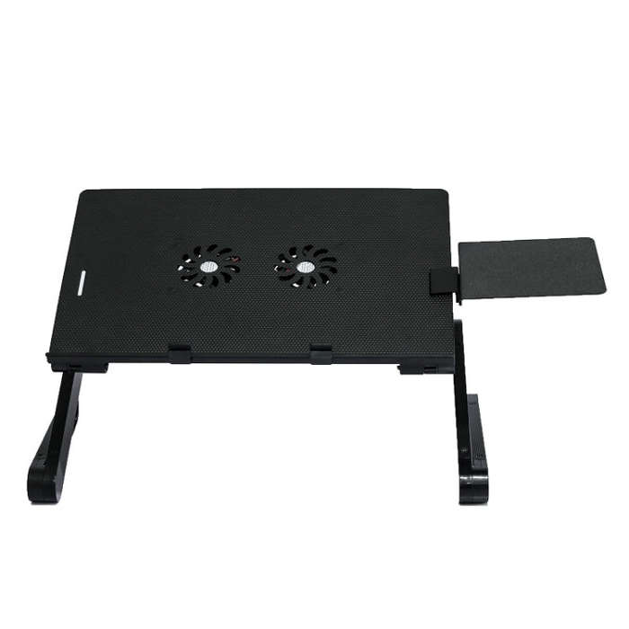 T8 Aluminum Alloy Folding & Lifting Laptop Desk Office Desk Heightening Bracket with Fan & Mouse ...
