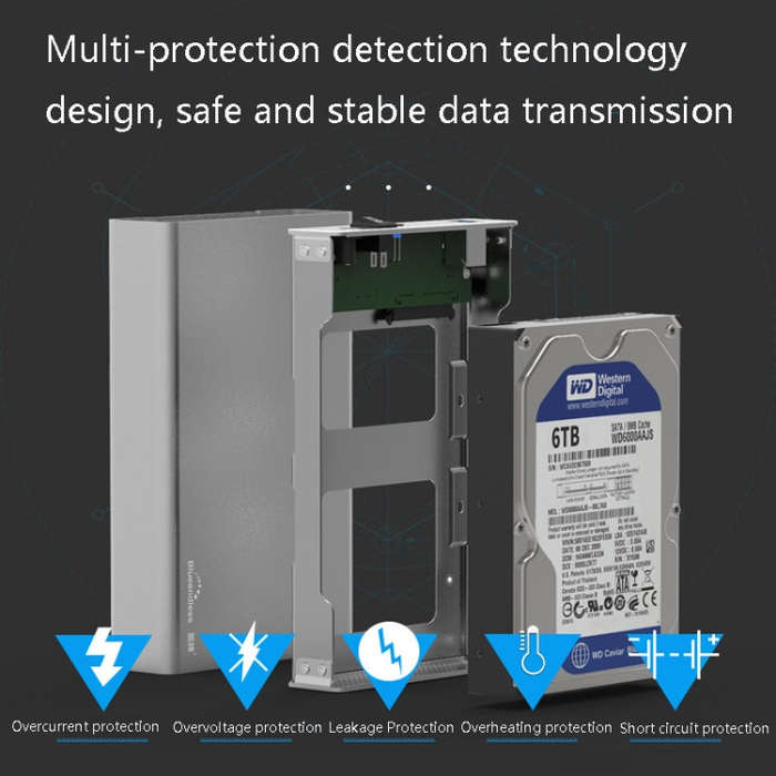 Blueendless U35Q 3.5 Inch Full Metal Mobile Hard Disk Box Type-C/Usb3.0 SATA Serial Desktop PC Ex...
