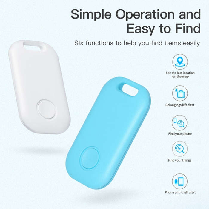 2 PCS S6 Square Bluetooth Anti-Lost Device Key Luggage Tracking Device Two-Way Alarm(White)