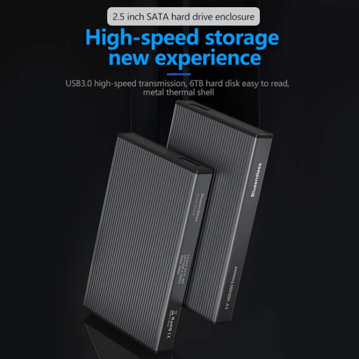 Blueendless 2.5 inch Mobile Hard Disk Box SATA Serial Port USB3.0 Free Tool SSD, Style: MR23F -A ...