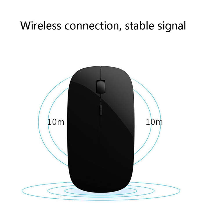 MF-822 2.4G Wireless Mouse 4 Keys Mute Office Ultra-Thin Mouse(Black)
