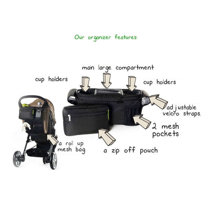 Baby Stroller Storage Hanging Bag Large Capacity Storage Bag Foldable Storage Basket Hanging Bag(...