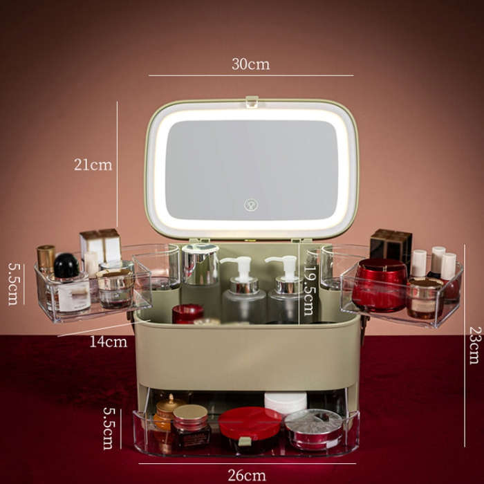 Cosmetic Storage Box Dustproof Skin Care Products Desktop Shelf, Colour: Pink Large Ordinary Model
