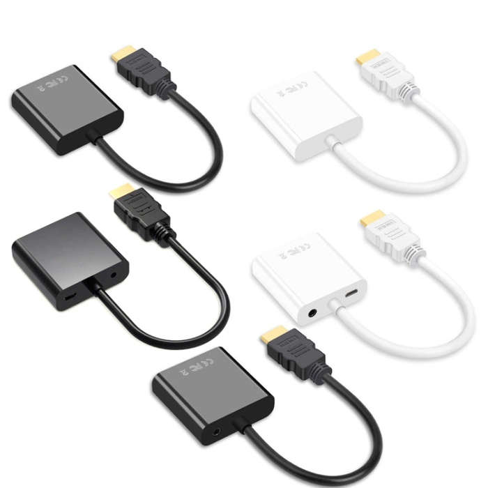 2 PCS Jasoz 1080P HDMI To VGA Converter Oxygen-Free Copper Core, Colour: With Audio Power Supply ...