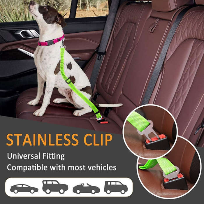 Pet Car Seat Belt Telescopic Reflective Safety Rope(Fluorescent Green)