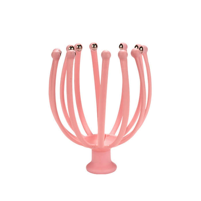 12 Claw Head Massager Octopus Rotating Ball Relaxing Massager(Pink)