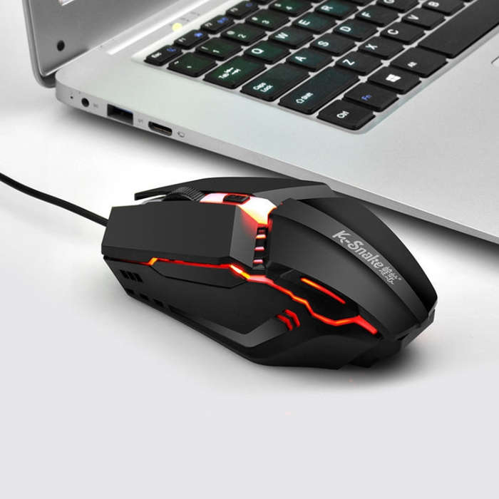 2 PCS K-Snake M11 4 Keys 1600DPI Luminous Game Wired Mouse Notebook Desktop USB Wired Mouse, Cabl...