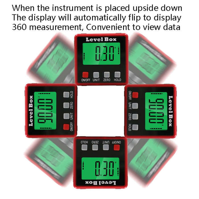 Precision Digital Inclinometer Electron Goniometers 4x90 Degree Magnetic Base Digital Protractor ...