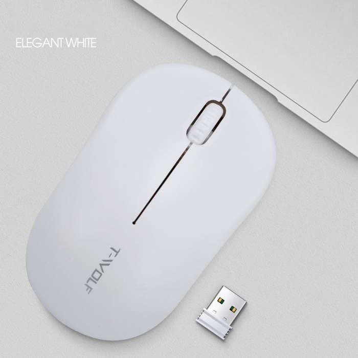 T-WOLF Q4 3 Keys 2.4GHz Wireless Mouse Desktop Computer Notebook Game Mouse(White)