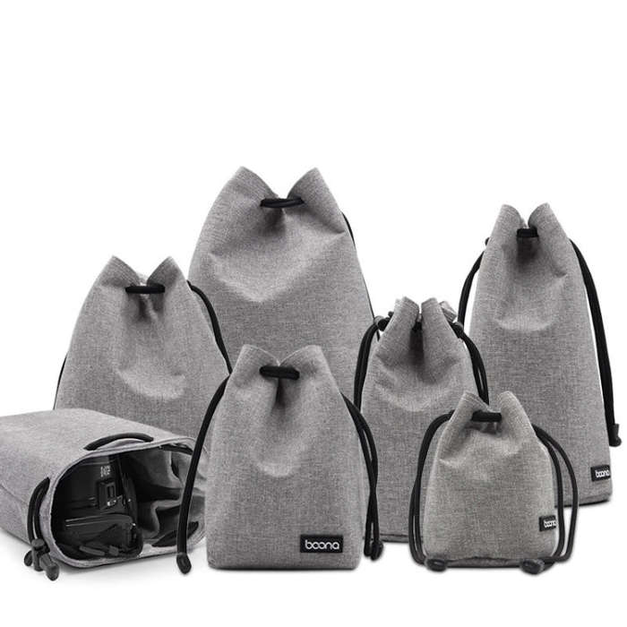 Benna Waterproof SLR Camera Lens Bag  Lens Protective Cover Pouch Bag, Color: Square Large(Gray)