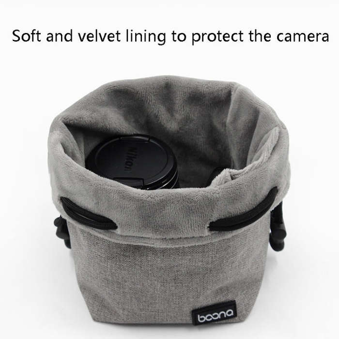 Benna Waterproof SLR Camera Lens Bag  Lens Protective Cover Pouch Bag, Color: Square Large(Gray)