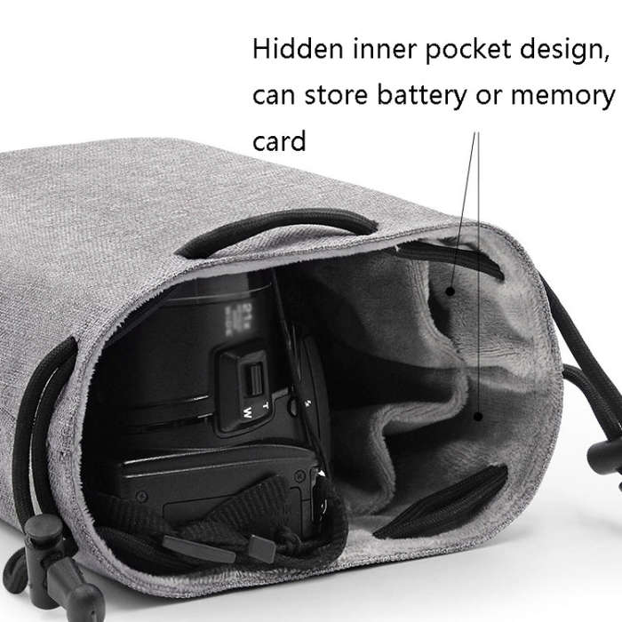 Benna Waterproof SLR Camera Lens Bag  Lens Protective Cover Pouch Bag, Color: Square Large(Gray)