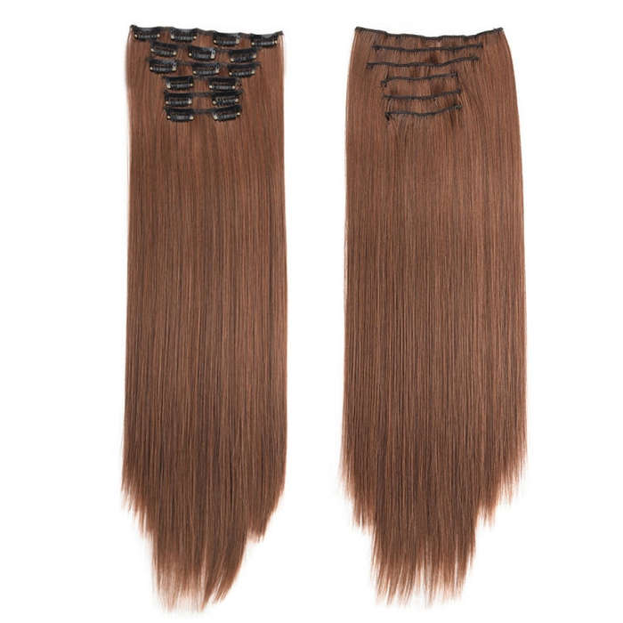 6 In 1 60cm Card Hair Extension Piece 16 Card Long Straight Hair Wig Piece, Color: 8.4M30