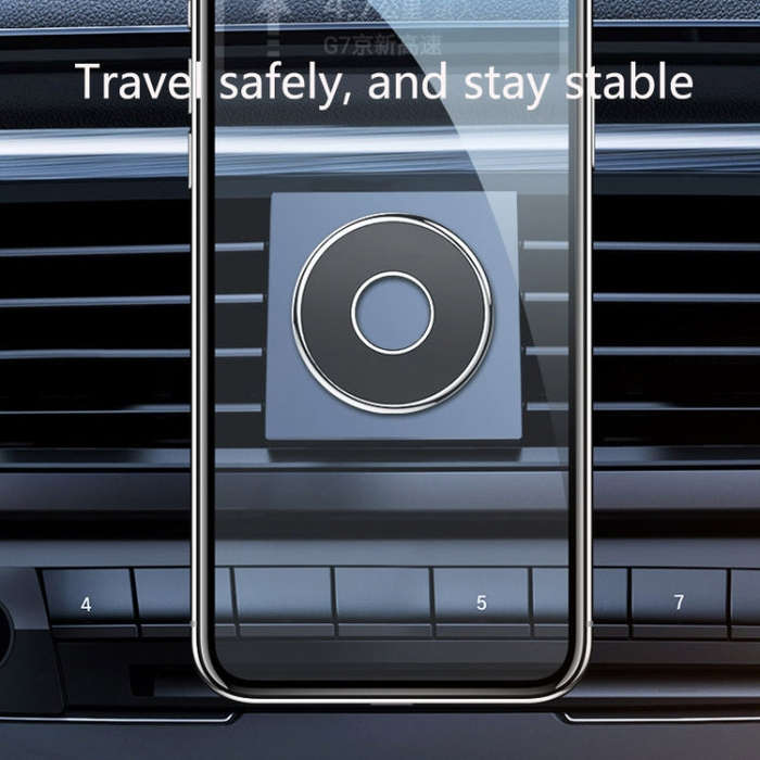 Q6 Car Magnetic Mobile Phone Holder Round Car Dashboard Navigation Bracket(Silver)