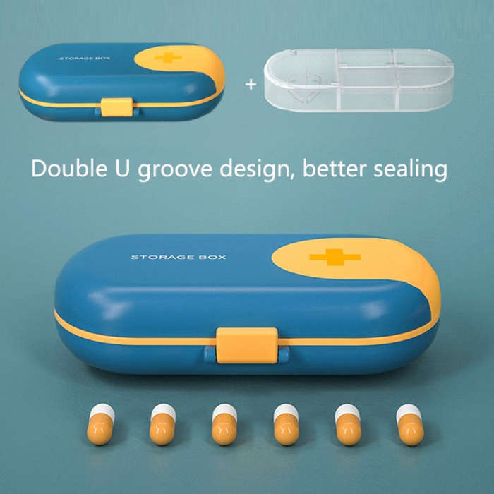 HW073 Portable Cut Medicine Large-capacity Pill Box Compartment Sealed Small Pill Box(Green)