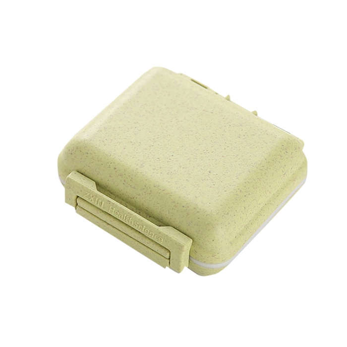 JS0018 Wheat Portable Sealed Pill Box with 6 Compartments For Pill Health Care Box(Green)