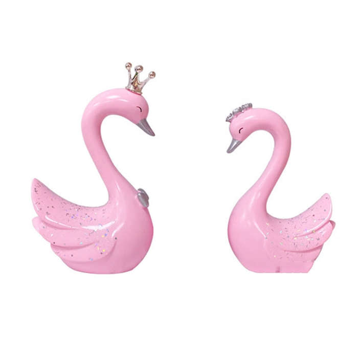2pcs /Pair Swan Resin Car Decoration Birthday Cake Tanabata Valentine Day Decoration, Color Class...