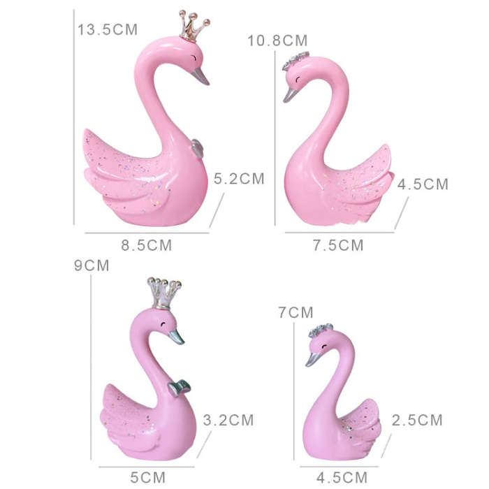 2pcs /Pair Swan Resin Car Decoration Birthday Cake Tanabata Valentine Day Decoration, Color Class...