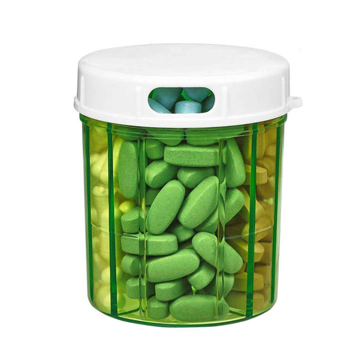 S-052 Round Transparent Plastic Pill Box Storage Box(9x9x10cm)