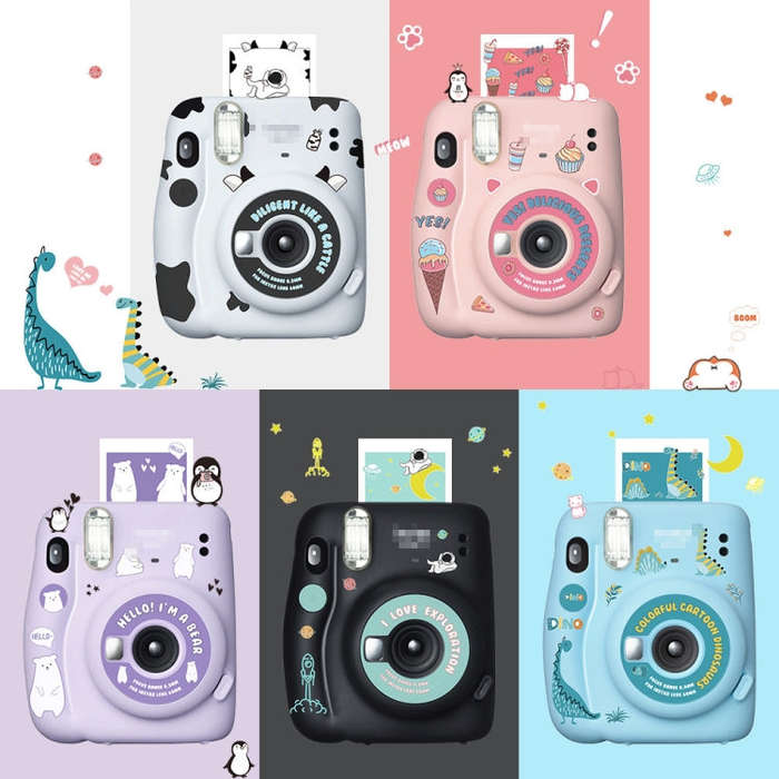 5 PCS 5 in 1 DIY Cute Cartoon  Camera Stickers Set for Fujifilm Instax mini 11(Space Animals Series)
