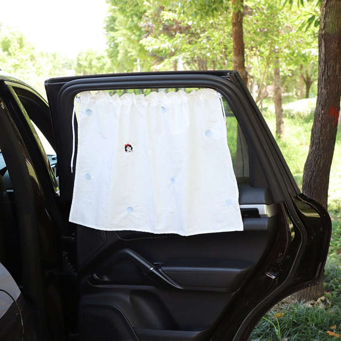 Car Embroidery Curtain Sunshade Cartoon Cotton Suction Cup Curtain Car Sunscreen Insulation Cover...