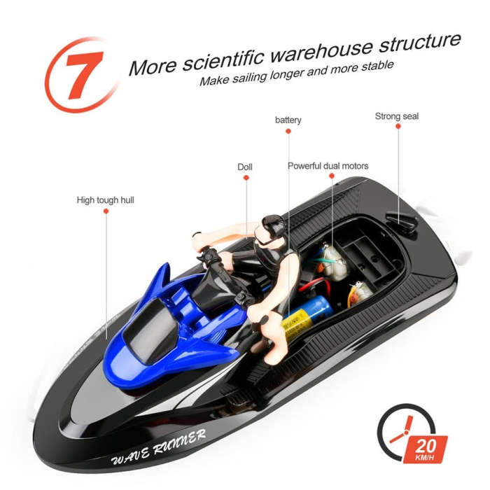 809  2.4G Remote Control Motor Speed Boat High Speed Electric Yacht Model Children Water Toys, Sp...