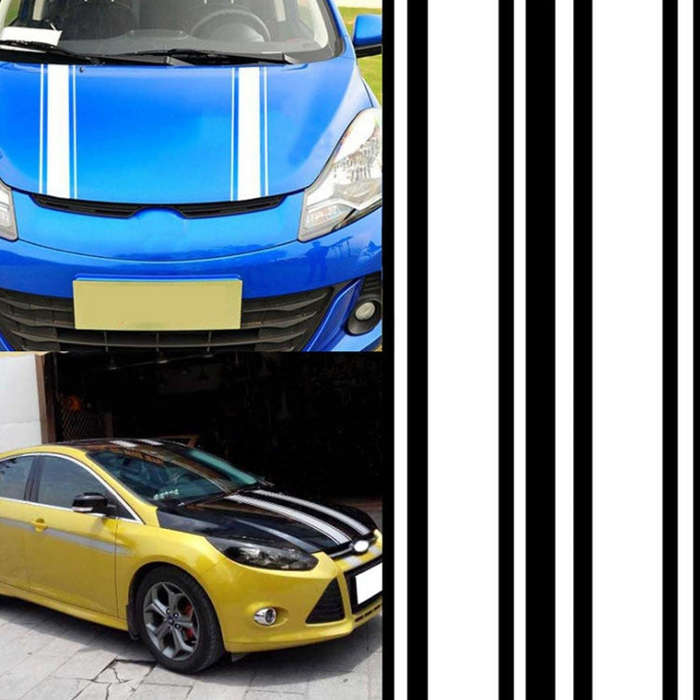 Car Hood Stickers Modified Racing Striped Ethylene Body Sticker(White)