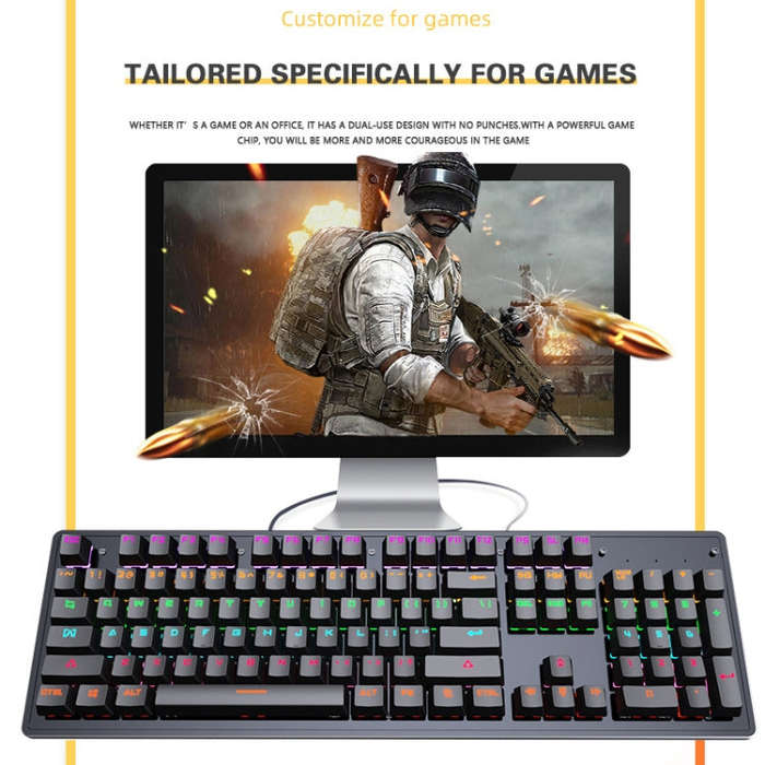 LEAVEN K880 104 Keys Gaming Green Axis Office Computer Wired Mechanical Keyboard, Cabel Length:1....